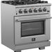 Forno Capriasca - Titanium 30 in. Professional Freestanding Dual Fuel Range, FFSGS6187 - 30 - Farmhouse Kitchen and Bath