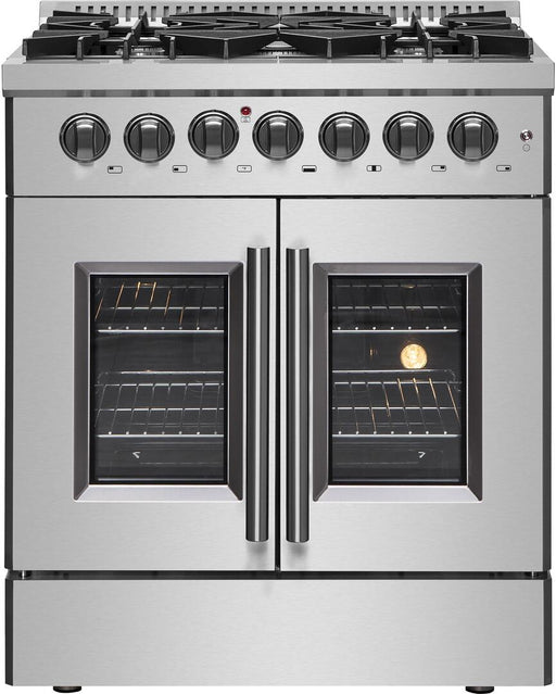 Forno Galiano 30 in. French Door Freestanding Dual Fuel Range, Gas Stove, Electric Oven, Stainless Steel, FFSGS6356 - 30 - Farmhouse Kitchen and Bath