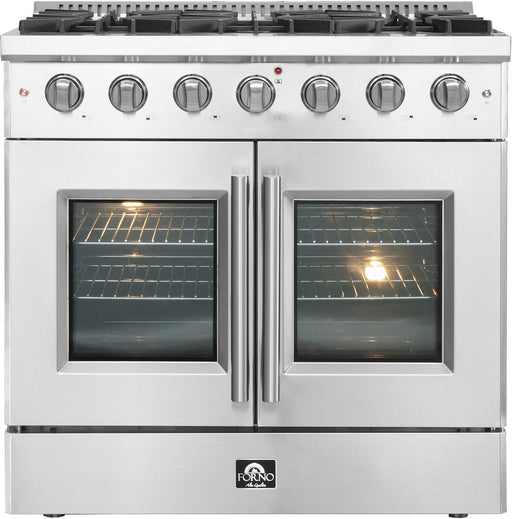 Forno Galiano 36 in. French Door Freestanding All Gas Range, Stainless Steel,FFSGS6444 - 36 - Farmhouse Kitchen and Bath