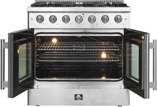 Forno Galiano 36 in. French Door Freestanding All Gas Range, Stainless Steel,FFSGS6444 - 36 - Farmhouse Kitchen and Bath