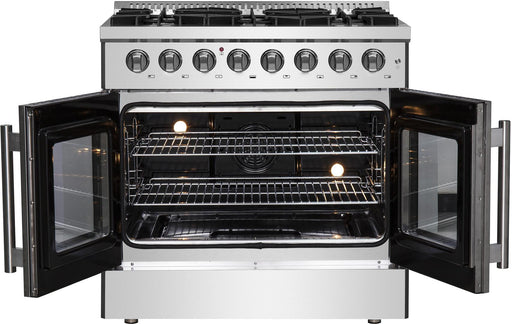 Forno Galiano 36 in. French Door Freestanding Dual Fuel Range, Gas Stove, Electric Oven, Stainless Steel, FFSGS6356 - 36 - Farmhouse Kitchen and Bath