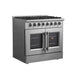 Forno Galiano 36 in. French Door Freestanding Dual Fuel Range, Gas Stove, Electric Oven, Stainless Steel, FFSGS6356 - 36 - Farmhouse Kitchen and Bath