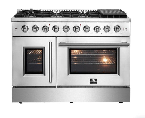 Forno Galiano 48 in. French Door Freestanding All Gas Range, Stainless Steel,FFSGS6444 - 48 - Farmhouse Kitchen and Bath