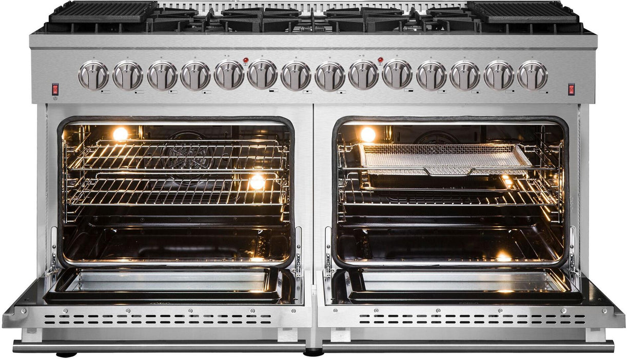 Forno Galiano - 60 in. Gold Professional Freestanding Dual Fuel Range, Stainless Steel FFSGS6156 - 60 - Farmhouse Kitchen and Bath