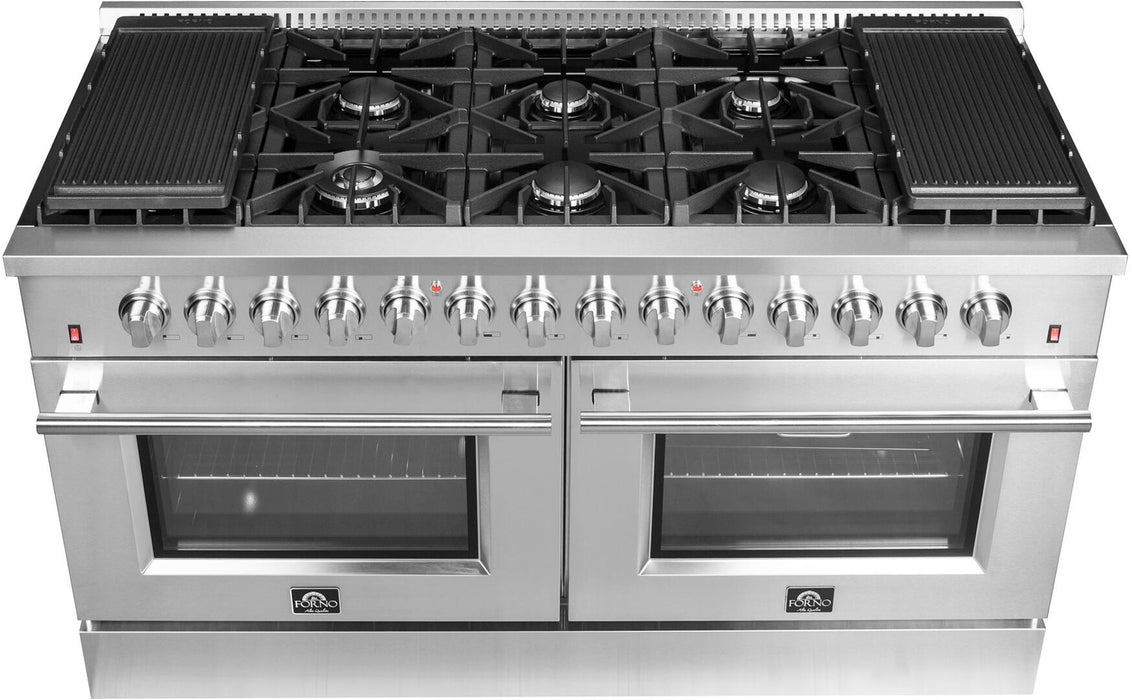 Forno Galiano - 60 in. Gold Professional Freestanding Dual Fuel Range, Stainless Steel FFSGS6156 - 60 - Farmhouse Kitchen and Bath