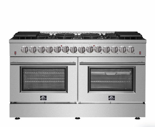 Forno Galiano - 60 in. Gold Professional Freestanding Dual Fuel Range, Stainless Steel FFSGS6156 - 60 - Farmhouse Kitchen and Bath