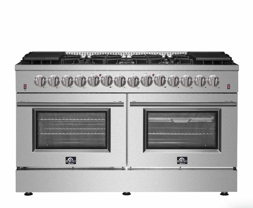 Forno Galiano - 60 in. Gold Professional Freestanding Dual Fuel Range, Stainless Steel FFSGS6156 - 60 - Farmhouse Kitchen and Bath