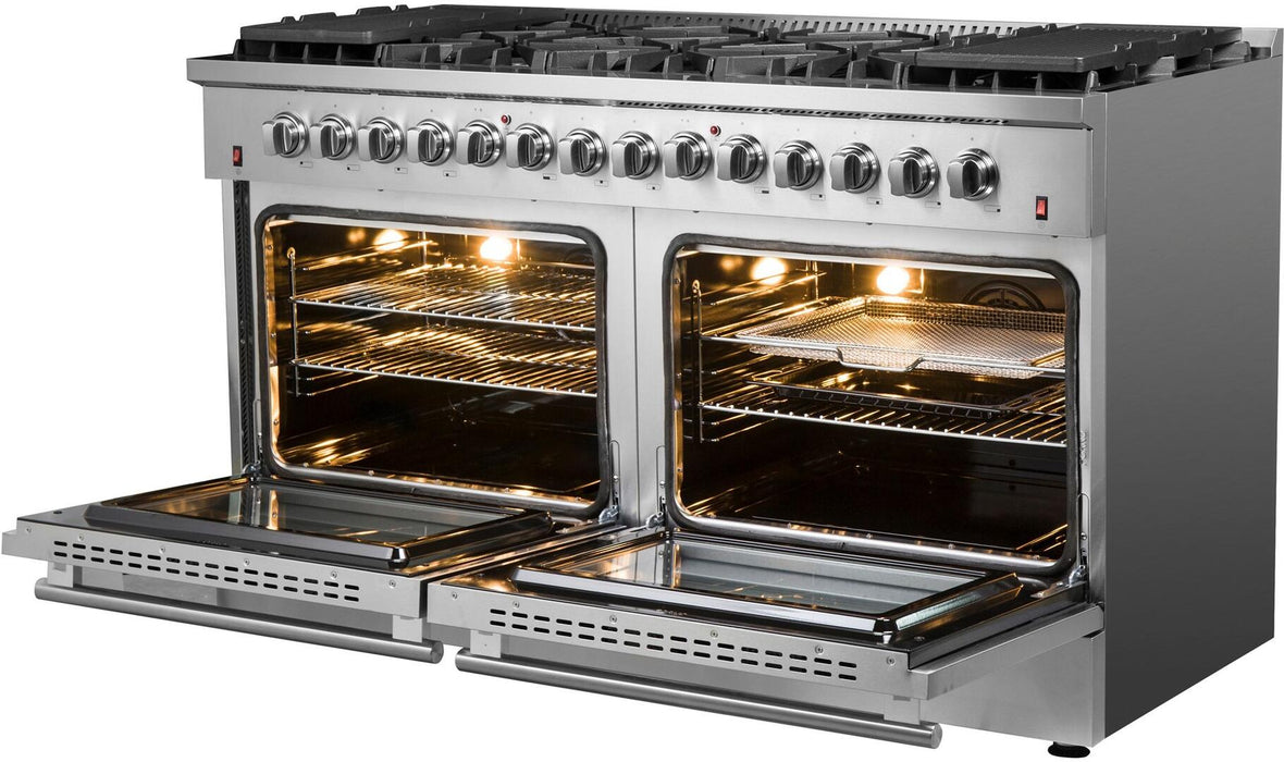 Forno Galiano - 60 in. Gold Professional Freestanding Dual Fuel Range, Stainless Steel FFSGS6156 - 60 - Farmhouse Kitchen and Bath