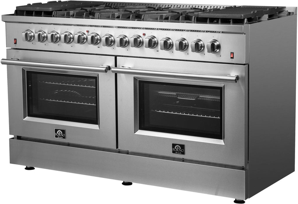Forno Galiano - 60 in. Gold Professional Freestanding Dual Fuel Range, Stainless Steel FFSGS6156 - 60 - Farmhouse Kitchen and Bath