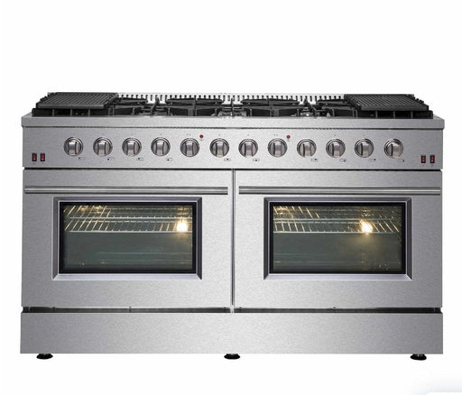 Forno Galiano - 60 in. Gold Professional Freestanding Range, Gas Stove and Gas Oven, Stainless Steel, FFSGS6244 - 60 - Farmhouse Kitchen and Bath