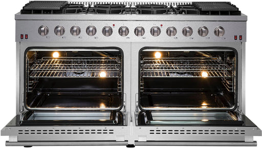 Forno Galiano - 60 in. Gold Professional Freestanding Range, Gas Stove and Gas Oven, Stainless Steel, FFSGS6244 - 60 - Farmhouse Kitchen and Bath
