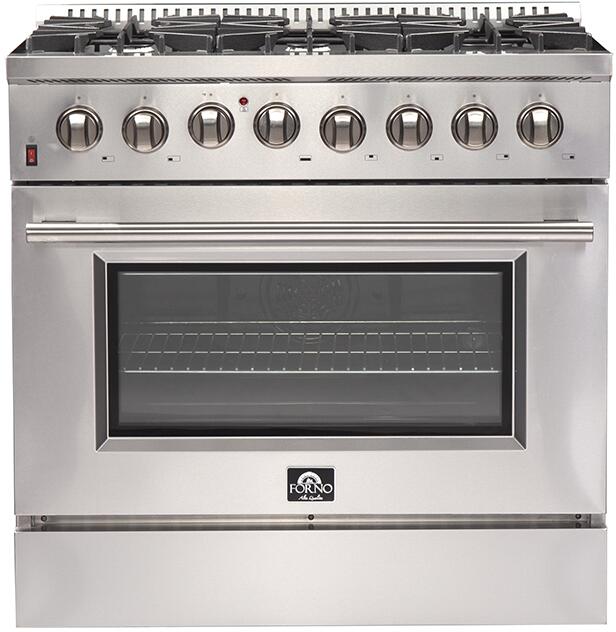 Forno Galiano Gold Professional - 36 in. 5.36 cu. ft. Freestanding Dual Fuel Range with Gas Stove and Electric Oven in Stainless Steel, FFSGS6156 - 36 - Farmhouse Kitchen and Bath