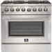 Forno Galiano Gold Professional - 36 in. 5.36 cu. ft. Freestanding Dual Fuel Range with Gas Stove and Electric Oven in Stainless Steel, FFSGS6156 - 36 - Farmhouse Kitchen and Bath
