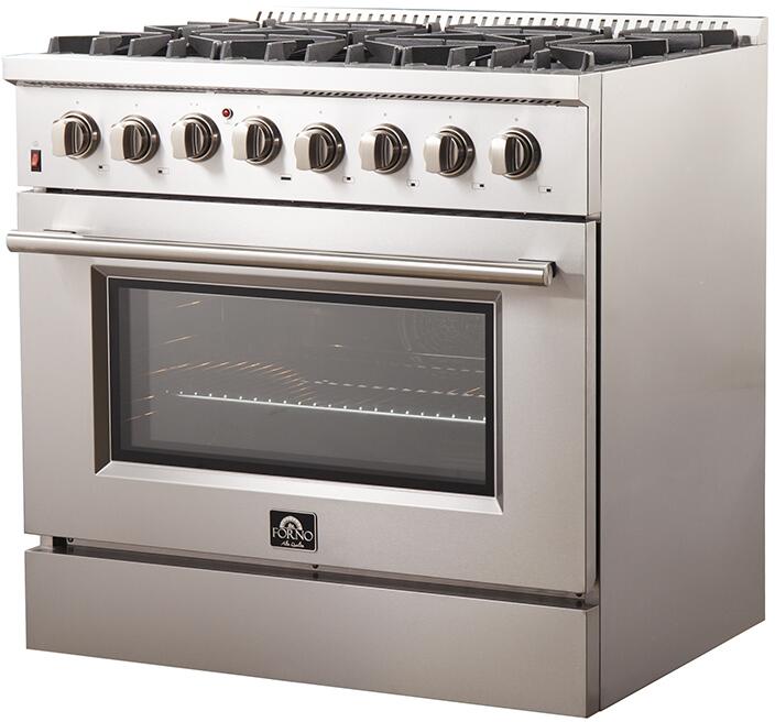 Forno Galiano Gold Professional - 36 in. 5.36 cu. ft. Freestanding Dual Fuel Range with Gas Stove and Electric Oven in Stainless Steel, FFSGS6156 - 36 - Farmhouse Kitchen and Bath