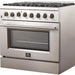 Forno Galiano Gold Professional - 36 in. 5.36 cu. ft. Freestanding Dual Fuel Range with Gas Stove and Electric Oven in Stainless Steel, FFSGS6156 - 36 - Farmhouse Kitchen and Bath