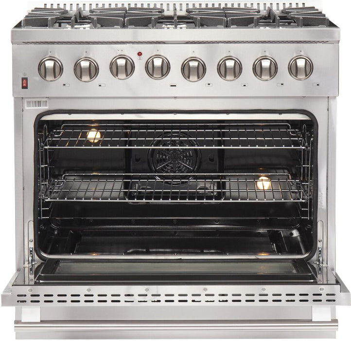 Forno Galiano Gold Professional - 36 in. 5.36 cu. ft. Freestanding Dual Fuel Range with Gas Stove and Electric Oven in Stainless Steel, FFSGS6156 - 36 - Farmhouse Kitchen and Bath