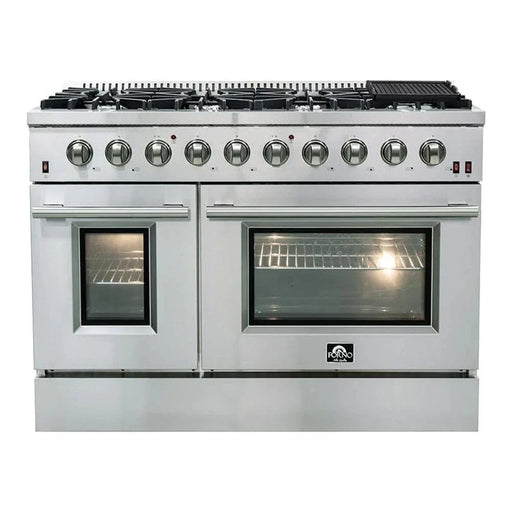 Forno Galiano Professional - 48 in. Range with Gas Stove and Gas Oven, Stainless Steel, FFSGS6244 - 48 - Farmhouse Kitchen and Bath