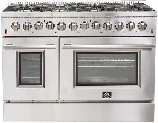 Forno Galiano Professional - 48 in.Dual Fuel Range, Gas Stove, and Electric Oven, Stainless Steel FFSGS6156 - 48 - Farmhouse Kitchen and Bath