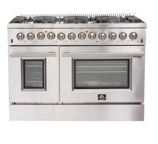 Forno Galiano Professional - 48 in.Dual Fuel Range, Gas Stove, and Electric Oven, Stainless Steel FFSGS6156 - 48 - Farmhouse Kitchen and Bath