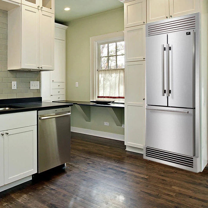 Forno Gallipoli - 31 in. French Door Refrigerator with Internal Ice Maker FFFFD1974 - 35SG - Farmhouse Kitchen and Bath