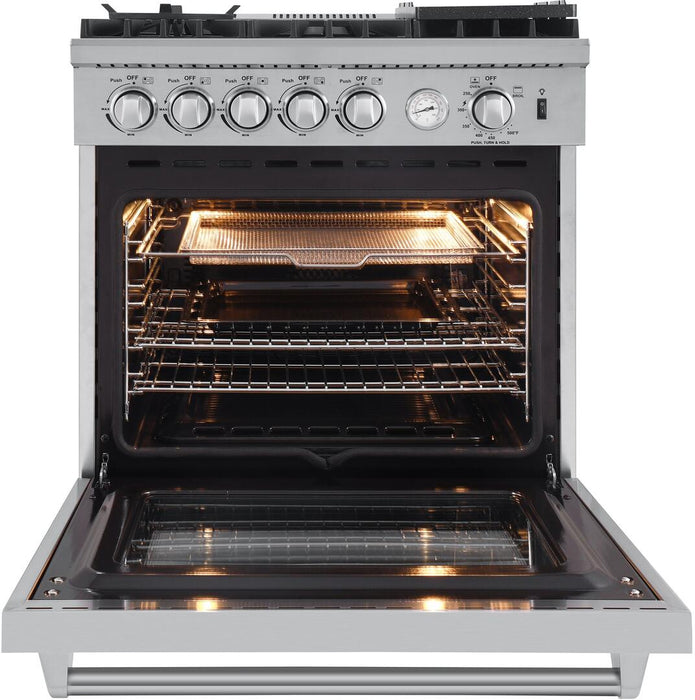 Forno Lazio - 30 in. All Gas Range with 5 Sealed Burner, Air Fryer Basket, and Griddle in Stainless Steel, FFSGS6276 - 30 - Farmhouse Kitchen and Bath