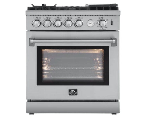 Forno Lazio - 30 in. All Gas Range with 5 Sealed Burner, Air Fryer Basket, and Griddle in Stainless Steel, FFSGS6276 - 30 - Farmhouse Kitchen and Bath