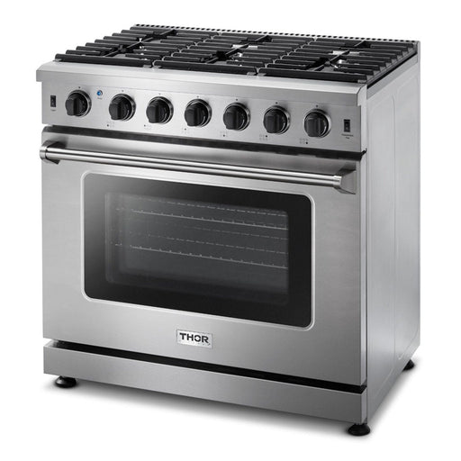 THOR 36" Professional Dual Fuel Range in Stainless Steel, HRD3606U - Farmhouse Kitchen and Bath