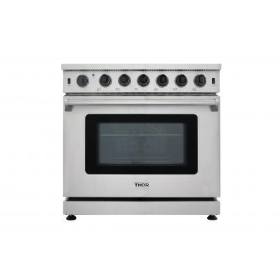 THOR 36" Professional Gas Range in Stainless Steel, LRG3601U - Farmhouse Kitchen and Bath