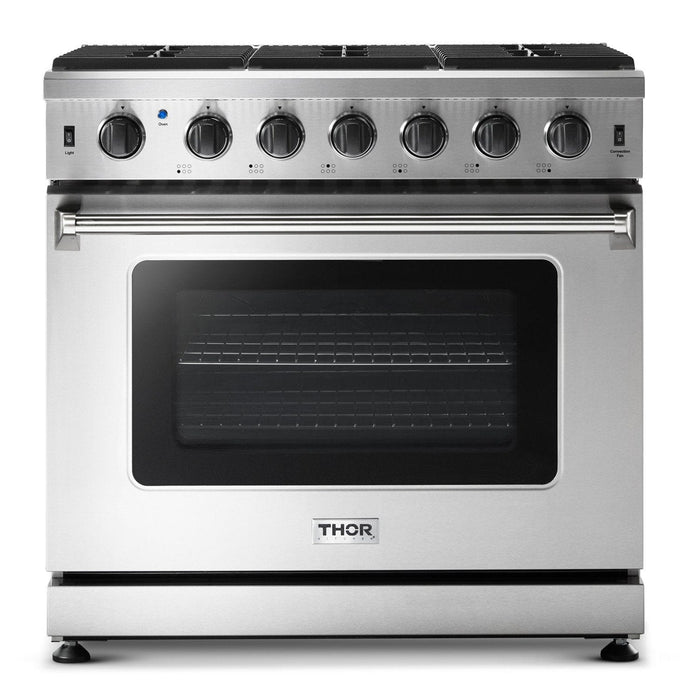 THOR 36" Professional Propane Range in Stainless Steel, HRD3606ULP - Farmhouse Kitchen and Bath