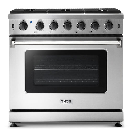 THOR 36" Professional Propane Range in Stainless Steel, LRG3601ULP - Farmhouse Kitchen and Bath