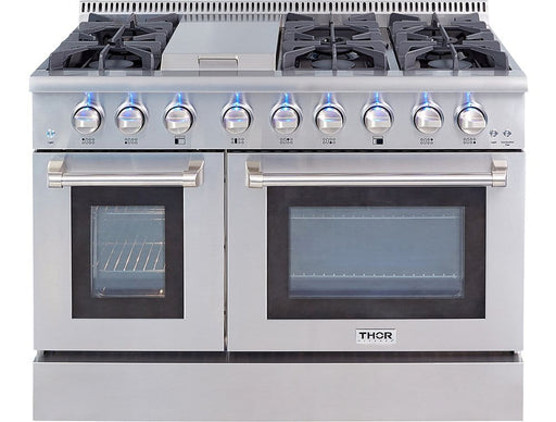 THOR 48″ - 6 Burner Stainless Steel Professional Gas Range, HRG4808U - Farmhouse Kitchen and Bath