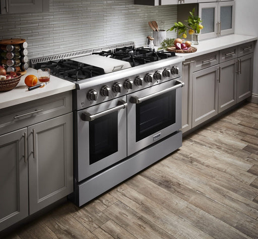 THOR 48″ - 6 Burner Stainless Steel Professional Gas Range, HRG4808U - Farmhouse Kitchen and Bath