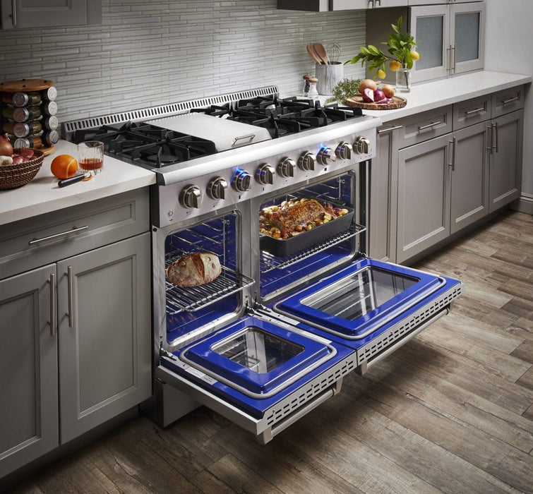 THOR 48" Professional Dual Fuel Range in Stainless Steel, HRD4803U - Farmhouse Kitchen and Bath