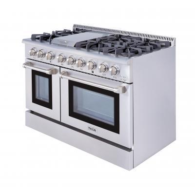 THOR 48" Professional Dual Fuel Range in Stainless Steel, HRD4803U - Farmhouse Kitchen and Bath