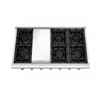 THOR 48" Professional Gas Rangetop in Stainless Steel, HRT4806U - Farmhouse Kitchen and Bath