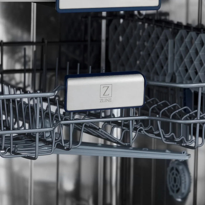 ZLINE 24" Autograph Dishwasher, White Door, Black Handle, DWVZ-WM-24-MB09K