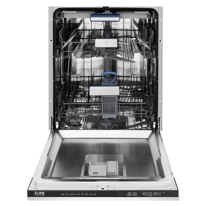 ZLINE 24" Autograph Dishwasher, White Door, Black Handle, DWVZ-WM-24-MB09K