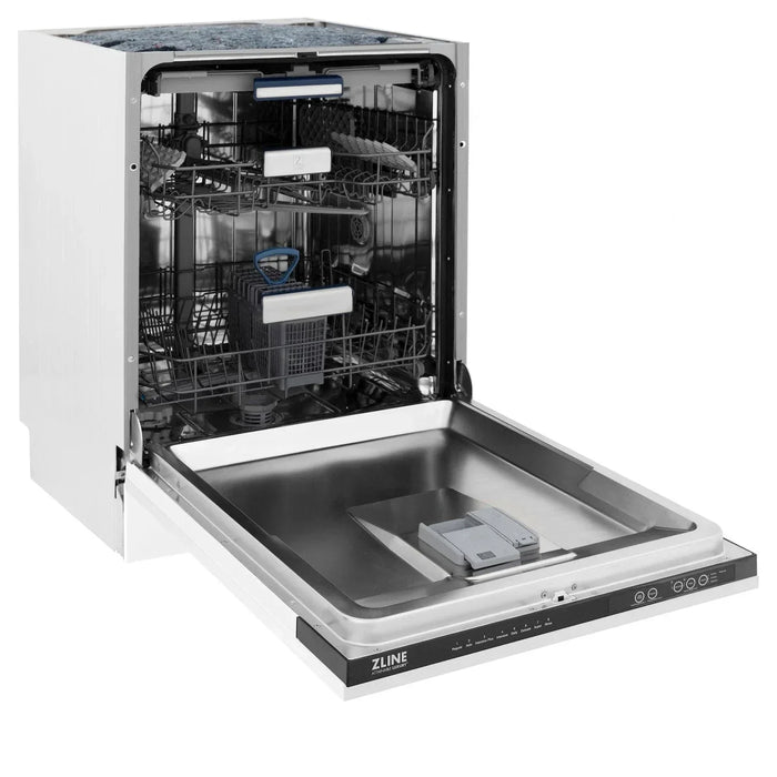 ZLINE 24" Autograph Dishwasher, White Door, Black Handle, DWVZ-WM-24-MB09K