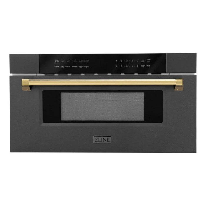 ZLINE 30" Microwave Drawer, Black Stainless, Gold MWDZ-30-BS-G