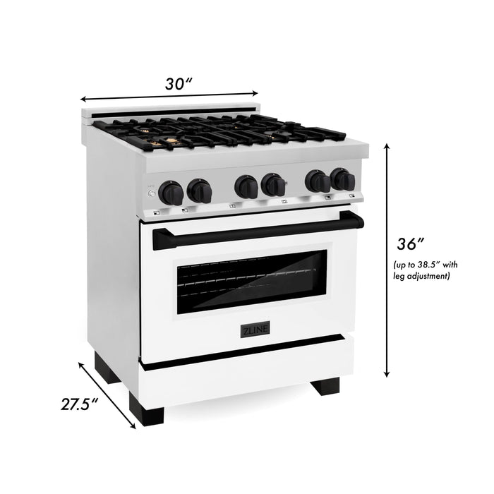 ZLINE 30" Autograph Edition, 4.0 cu. ft. Gas Range, RGZ-WM-30-MB - Farmhouse Kitchen and Bath