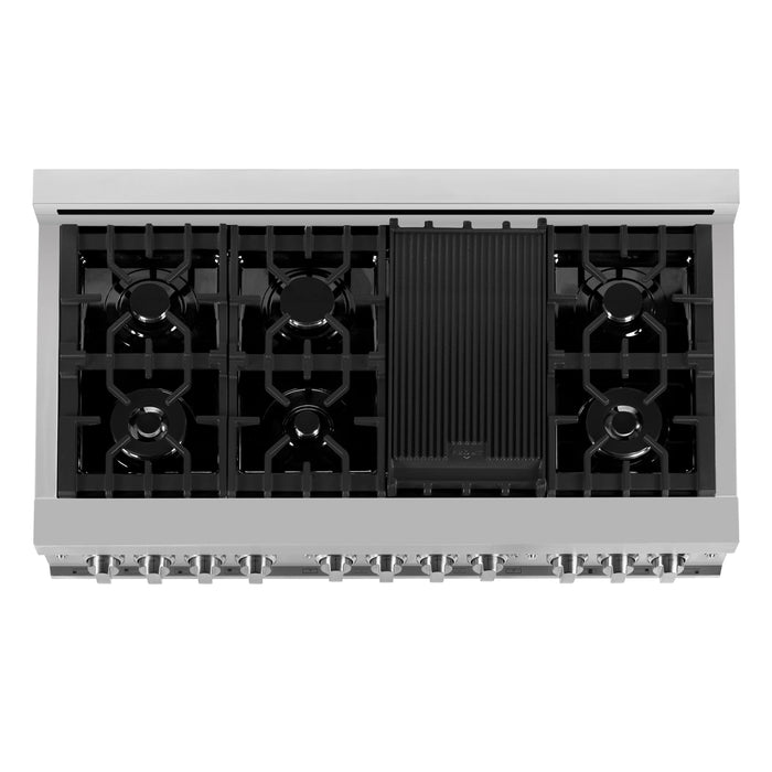 ZLINE 48" Gas On Gas Range In DuraSnow Stainless Steel, RGS-RG-48 - Farmhouse Kitchen and Bath