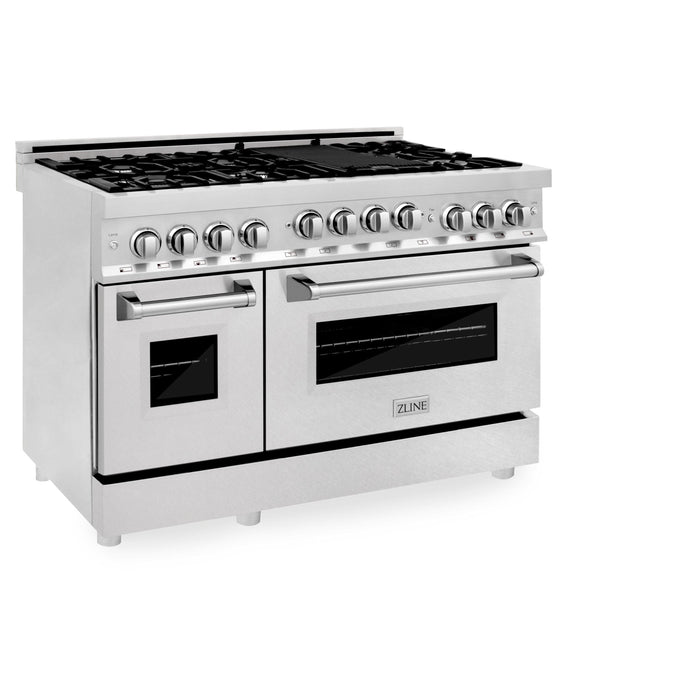 48" Gas on Gas Range in Stainless, Dura Snow Doors, RG-SN-48 - Farmhouse Kitchen and Bath