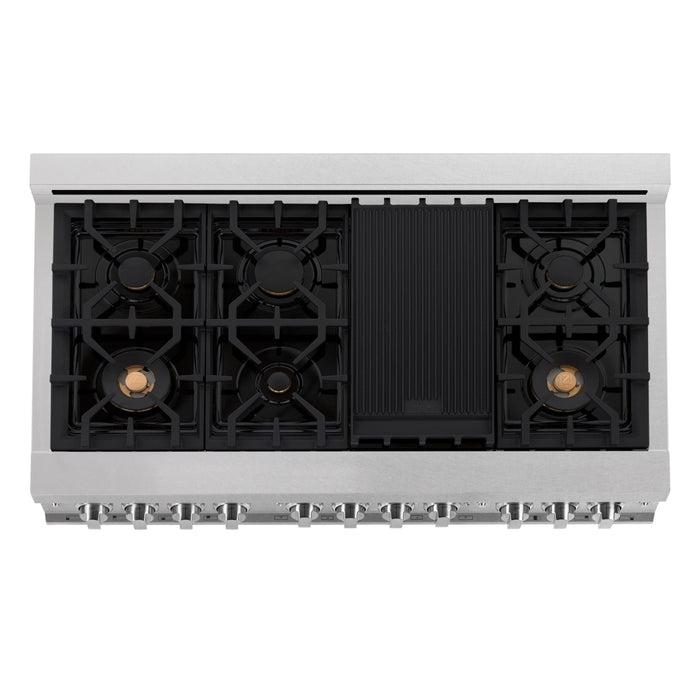 ZLINE 48" Gas On Gas Range In DuraSnow Stainless Steel, RGS-SN-BR-48 - Farmhouse Kitchen and Bath