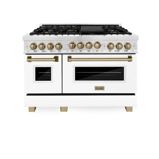 ZLINE 48" Autograph Gas Range, DuraSnow, White Door, RGSZ-WM-48-CB - Farmhouse Kitchen and Bath