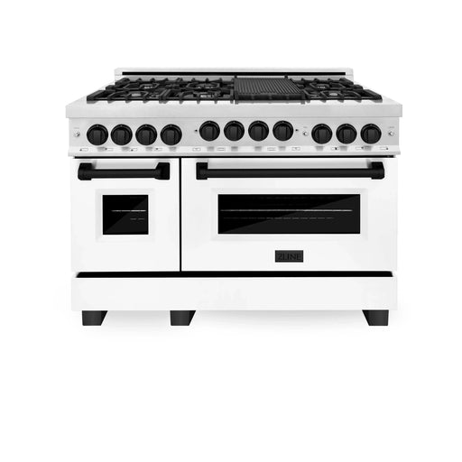 ZLINE 48" Autograph Gas Range, DuraSnow, White Door, RGSZ-WM-48-MB - Farmhouse Kitchen and Bath