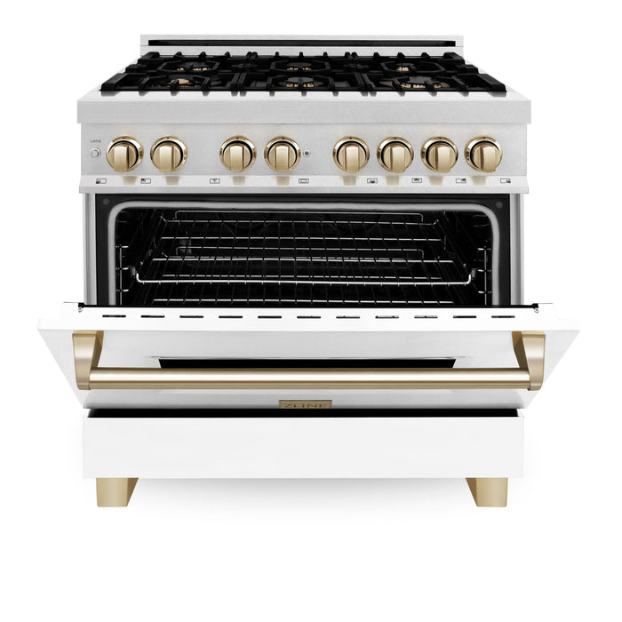 ZLINE 36" Autograph Edition Dual Fuel Range, White Door, RAZ-WM-36 - Farmhouse Kitchen and Bath