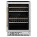 ZLINE 24" Autograph Edition Dual Zone 44-Bottle Wine Cooler in Stainless Steel with Wood Shelf and Champagne Bronze Accents RWV-UD-24-CB - Farmhouse Kitchen and Bath