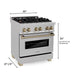 ZLINE Autograph 30" 4.0 cu. ft. Dual Fuel Range , Gas Stove Electric Oven Stainless Steel Champagne Bronze Accents RASZ-SN-30-CB - Farmhouse Kitchen and Bath