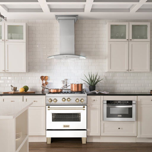 ZLINE 30" Autograph Gas Range, DuraSnow, White Door, RGSZ-WM-30-G - Farmhouse Kitchen and Bath