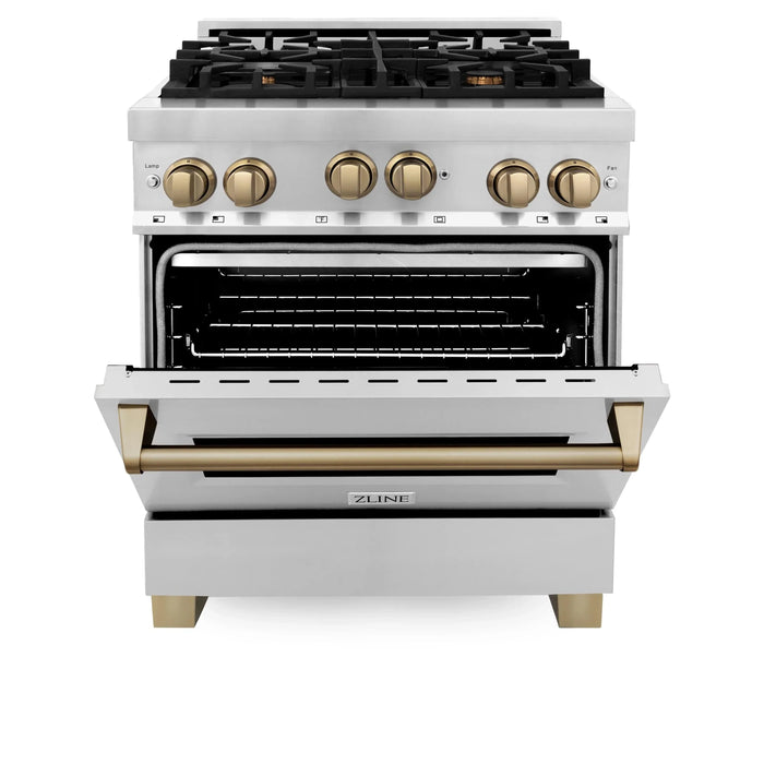 ZLINE 30" Autograph Edition, Gas Range, Gas Oven White Door, RGZ-30-CB - Farmhouse Kitchen and Bath